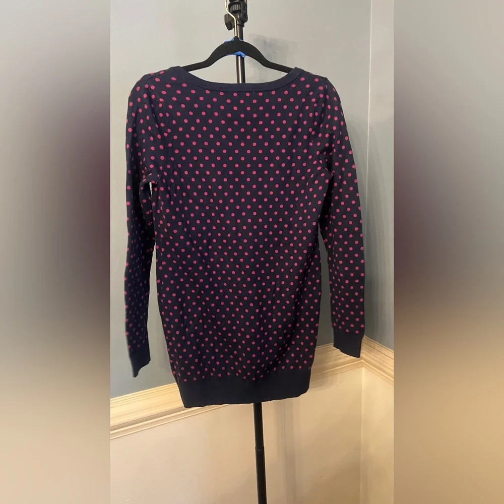 Motherhood Maternity Navy and Pink Polka Dot Top medium‎